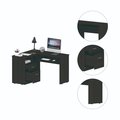 Tuhome Mix L-Shaped Desk, Keyboard Tray, Two Drawers, Single Open Shelf, Black ELW5701